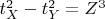 $t_X^2-t_Y^2=Z^3$