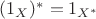 $(1_X)^*=1_{X^*}$