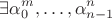 $$\exists \alpha_0^m,\ldots,\alpha_{n-1}^{n}$$
