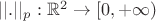 $||.||_p:\mathbb{R}^2\rightarrow [0,+\infty)$