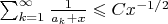 $\sum_{k=1}^\infty \frac{1}{a_k+x} \leqslant Cx^{-1/2}$