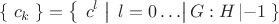 $$\left\{\;c_k\;\right\}=\left\{\left{}\;c^l\;\right|\;l=0\ldots\right|G:H\left|-1\;\right\}$$