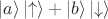 $|a\rangle \left|\uparrow\right\rangle + |b\rangle \left|\downarrow\right\rangle$ $|a\rangle \left|\uparrow\right\rangle + |b\rangle \left|\downarrow\right\rangle$