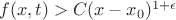 $f(x,t)>C(x-x_0)^{1+\epsilon}$