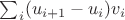$\sum_i (u_{i+1} - u_{i}) v_{i}$