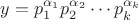 $y=p_1^{\alpha_1}p_2^{\alpha_2}\cdots p_k^{\alpha_k}$