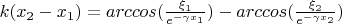 $ k(x_2 - x_1) = arccos( \frac {\xi_1}{e^{-\gamma x_1}} ) - arccos( \frac {\xi_2}{e^{-\gamma x_2}} ) $