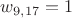 $w_{9,17}=1$