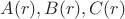 $A(r),B(r),C(r)$