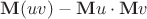 $\mathbf M(uv)-\mathbf Mu\cdot\mathbf Mv$