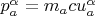$p_a^\alpha=m_a c u_a^\alpha$