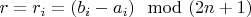 $r=r_i=(b_i-a_i) \mod (2n+1)$
