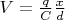 $V=\frac{q}{C}\frac{x}{d}$