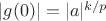 $|g(0)|=|a|^{k/p}$