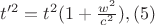 $t'^2 = t^2(1 + \frac{w^2}{c^2}), \eqno{(5)}$ $t'^2 = t^2(1 + \frac{w^2}{c^2}), \eqno{(5)}$