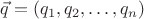 $\vec q=(q_1, q_2,\ldots, q_n)$ $\vec q=(q_1, q_2,\ldots, q_n)$