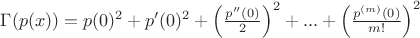 $\Gamma(p(x))=p(0)^2+p'(0)^2+\left(\frac {p''(0)}2\right)^2+...+\left(\frac {p^{(m)}(0)}{m!}\right)^2$