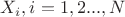 $X_i, i=1,2...,N$