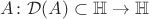 $A \colon \mathcal{D}(A) \subset \mathbb{H} \to \mathbb{H}$
