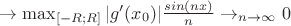 $\to\max_{[-R;R]}{|g'(x_0)|}\frac{sin(nx)}{n}\to_{n\to\infty}0$