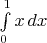 $\int\limits_{0}^{1}x\, dx$