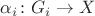 $\alpha_i\colon G_i\to X$