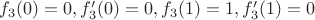 $f_3(0)=0, f'_3(0)=0, f_3(1)=1, f'_3(1)=0