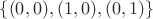 $\{(0,0), (1,0), (0,1)\}$