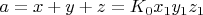 $a=x+y+z=K_0 x_1 y_1 z_1$