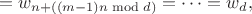 $$= w_{n + ((m-1)n \bmod d)} = \dots = w_d,$$