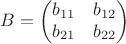 $$B=\begin {pmatrix}
b_{11}&b_{12} \\
b_{21}& b_{22} 
\end {pmatrix}$$