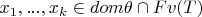 $x_1, ..., x_k \in dom \theta \cap Fv(T)$