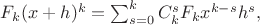 $F_k(x+h)^k=\sum_{s=0}^{k}C_k^sF_kx^{k-s}h^s,$