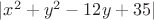 $|x^2+y^2-12y+35|$