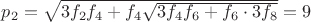 $p_2=\sqrt{3f_{2}f_{4}+f_{4}\sqrt{3f_{4}f_{6}+f_{6}\cdot 3f_{8}}}=9$