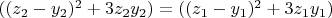 $((z_2-y_2)^2+3z_2y_2)=((z_1-y_1)^2+3z_1y_1)$
