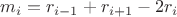 $m_i=r_{i-1}+r_{i+1}-2r_i$