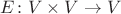 $E \colon V \times V \to V$