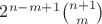 $2^{n-m+1}\binom{n+1}{m}$