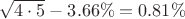 $\sqrt{4\cdot5}-3.66\%=0.81\%$