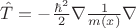 $\hat{T} = -\frac{\hbar^2}{2} \nabla \frac{1}{m(x)}  \nabla$