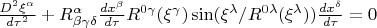 $\frac{D^2\xi^\alpha}{d\tau^2}+R^{\alpha}_{\beta \gamma \delta}\frac{dx^{\beta}}{d\tau}R^{0\gamma}(\xi^\gamma)\sin(\xi^{\lambda}/R^{0\lambda}(\xi^{\lambda}))\frac{dx^\delta}{d\tau}=0$