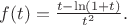 $f(t)=\frac{t-\ln\left(1+t\right)}{t^2}.$