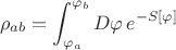 $$\rho_{ab} = \int_{\varphi_a}^{\varphi_b}  D \varphi \, e^{-S[\varphi]}$$