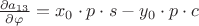 $ \frac{\partial a_{13}}{\partial\varphi} = x_0\cdot p\cdot s - y_0 \cdot p\cdot c$