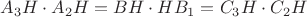 $A_3H\cdot A_2H=BH\cdot HB_1=C_3H\cdot C_2H$