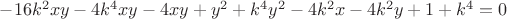 $-16k^2xy-4k^4xy-4xy+y^2+k^4y^2-4k^2x-4k^2y+1+k^4=0$