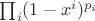 $\prod_i(1-x^i)^{p_i}$
