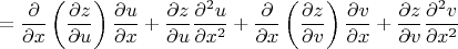 $$= \frac{\partial}{\partial x}\left(\frac{\partial z}{\partial u}\right)\frac{\partial u}{\partial x} +\frac{\partial z}{\partial u} \frac{\partial^2 u}{\partial x^2} 
+\frac{\partial}{\partial x}\left(\frac{\partial z}{\partial v}\right)\frac{\partial v}{\partial x}
+\frac{\partial z}{\partial v} \frac{\partial^2 v}{\partial x^2}$$