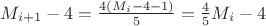 $M_{i+1} -4=\frac{4(M_i -4 -1)}{5} = \frac45 M_i-4$